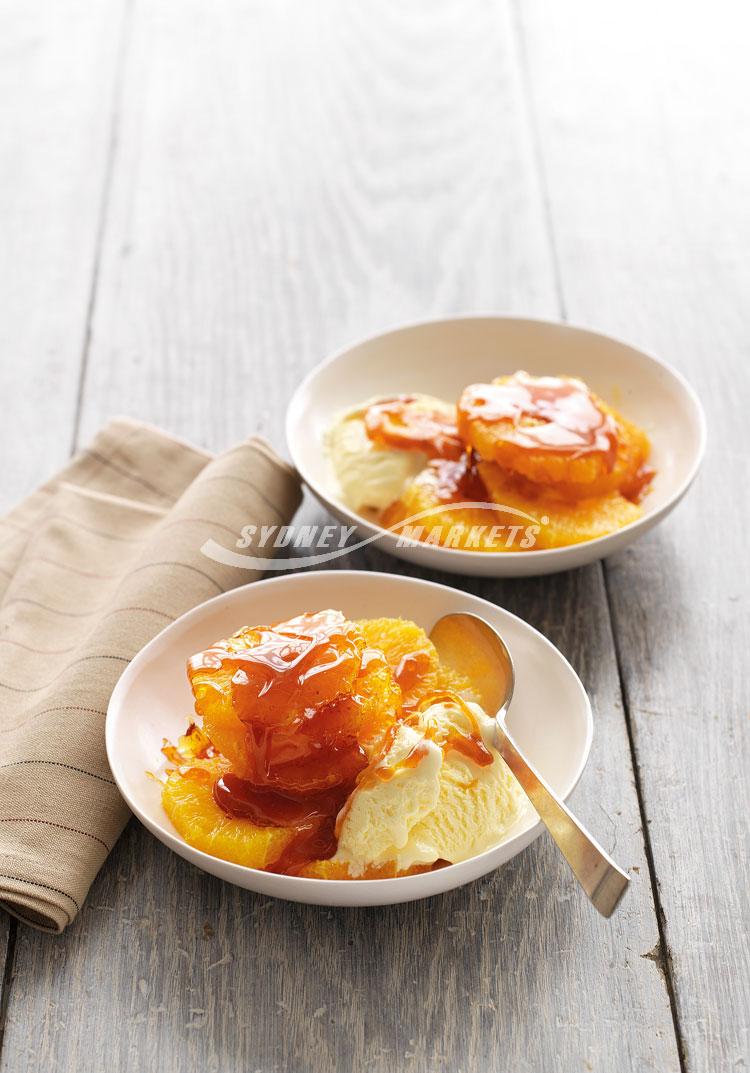 Oranges with whiskey toffee